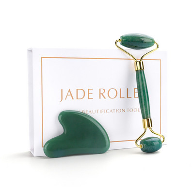 2kom/komplet Jade Roller Gua Sha Massager Za Njegu Lica Ljepota Zdravlje Strugalo za Kožu Podizanje brade Učvršćivanje Prirodni kamen Gouache Masaža