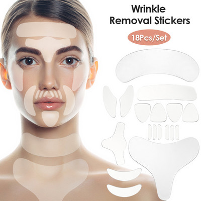 Reusable Face Wrinkle Remover tapes Silicone Anti-wrinkle Face Forehead Cheek Chin Sticker Anti Aging Face Skin Lifting Patches