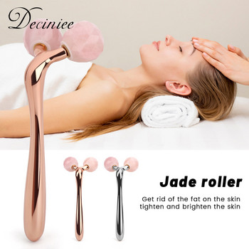 Τρισδιάστατος κύλινδρος μασάζ προσώπου Rose Quartz Face Massager Face Lift Thin Writkles Remove Jade Roller for Face Slimming Face Massage