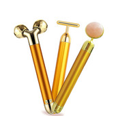 3 az 1-ben 24k Energy Beauty Bar Golden Pulse vibráló arcgörgős masszírozó arc lifting bőrápoló eszköz Jade görgős labdával