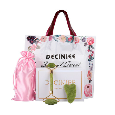 Valjak od prirodnog žada od ružičastog kvarca Gua Sha set Masažer za lice i tijelo Gua Sha strugač za lice, oko, vrat Alat za njegu kože Poklon vrećica Kutija