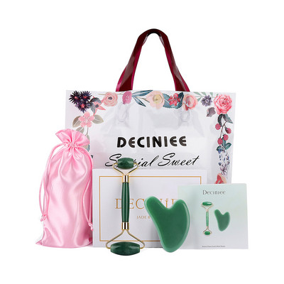 Valjak od prirodnog žada od ružičastog kvarca Gua Sha set Masažer za lice i tijelo Gua Sha strugač za lice, oko, vrat Alat za njegu kože Poklon vrećica Kutija