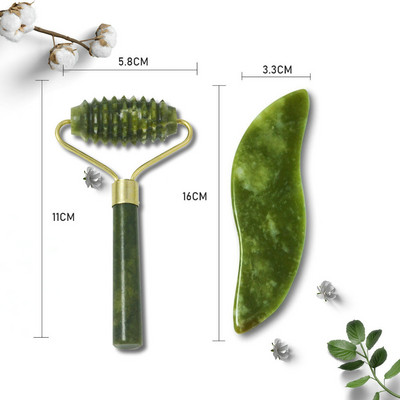 Valjak od prirodnog žada Gua Sha Massager Set alata za lice Set valjaka za gvaš struganje Njega kože lica Ljepota Zdravlje Alati za masažu