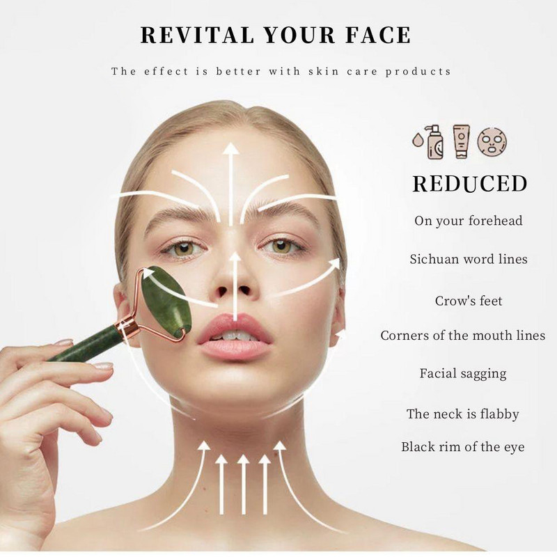 Valjak od prirodnog žada Gua Sha Massager Set alata za lice Set valjaka za gvaš struganje Njega kože lica Ljepota Zdravlje Alati za masažu