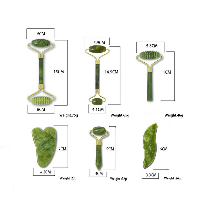 Valjak od prirodnog žada Gua Sha Massager Set alata za lice Set valjaka za gvaš struganje Njega kože lica Ljepota Zdravlje Alati za masažu