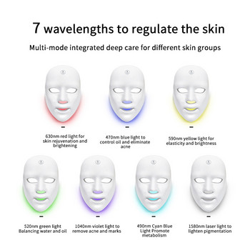 7 Χρώματα USB Charge LED Facial Mask Photon Therapy Skin Mask Rejuvenation Αντιρυτιδική αφαίρεση Skin Care Mask Skin Brightening