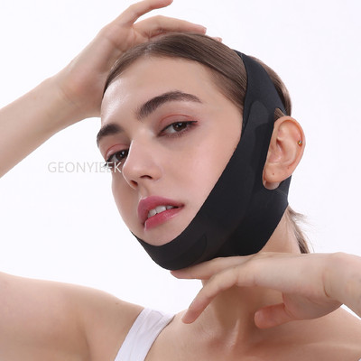 Жени Намаляване на двойна брадичка Тънко лице Против бръчки Превръзка за отслабване на лицето Масажор за лице Колан за повдигане на лицето