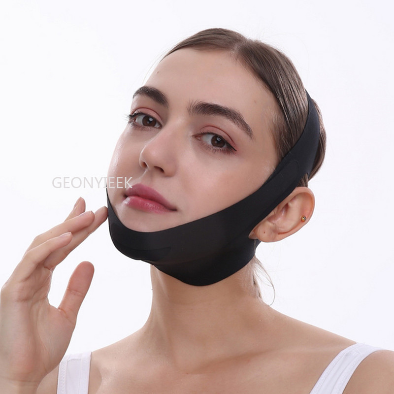 Moterys sumažina dvigubą smakrą ploną veidą nuo raukšlių veido liekninamojo tvarsčio Veido masažuoklis veidą pakeliantis diržas