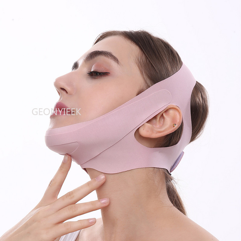 Moterys sumažina dvigubą smakrą ploną veidą nuo raukšlių veido liekninamojo tvarsčio Veido masažuoklis veidą pakeliantis diržas