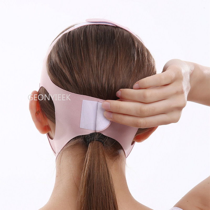 Moterys sumažina dvigubą smakrą ploną veidą nuo raukšlių veido liekninamojo tvarsčio Veido masažuoklis veidą pakeliantis diržas