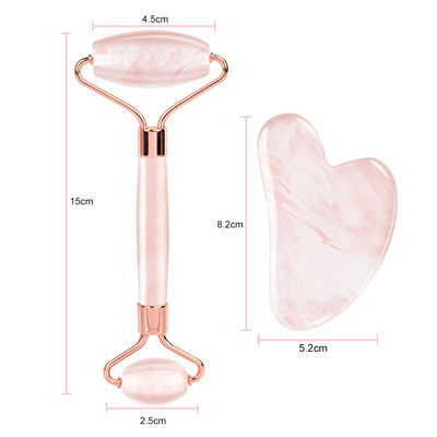 2/1db Gua Sha masszírozó arcra Rózsakvarc Jade Roller Beauty Health Bőrkaparás Lifting Természetes Köves Gouache Masszázs Dobozban