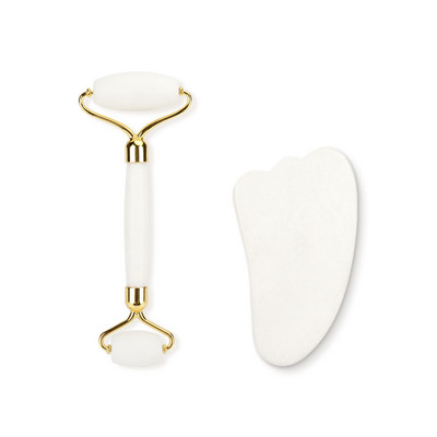 Jad alb piatră de masaj facial cuarț natural răzuit role de jad Gua Sha Set alb facial lifting instrument de masaj pentru spate gâtul corpului