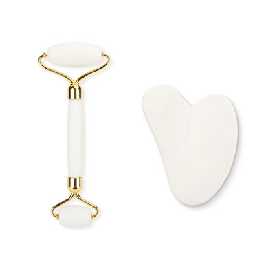Jad alb piatră de masaj facial cuarț natural răzuit role de jad Gua Sha Set alb facial lifting instrument de masaj pentru spate gâtul corpului