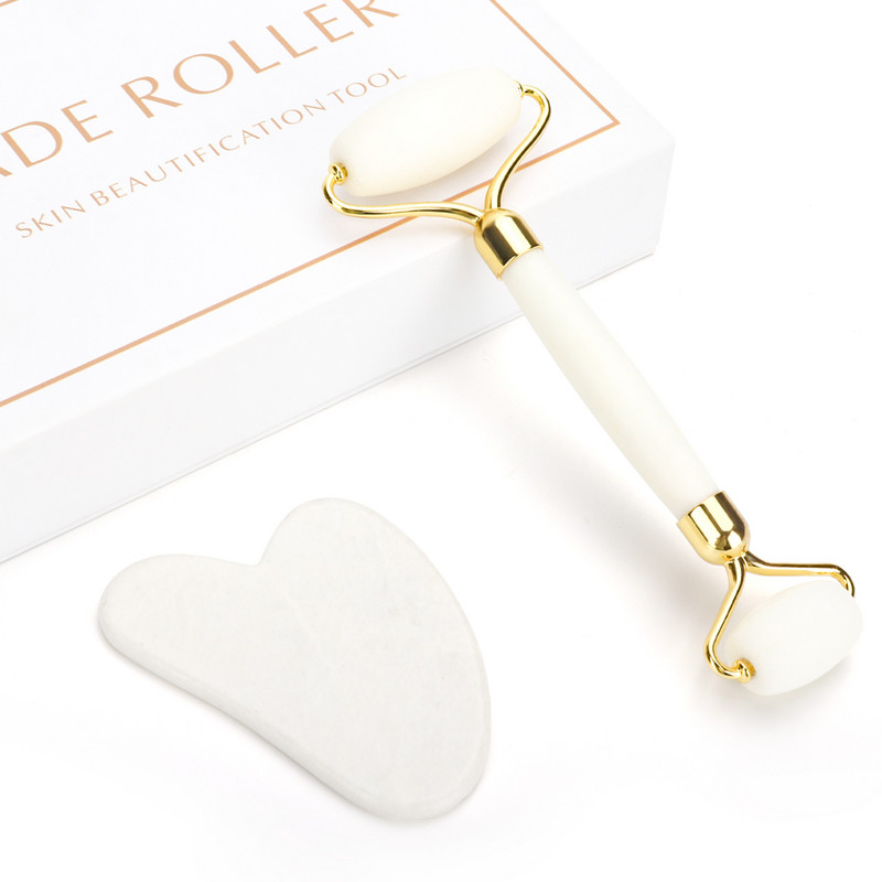 Kamen za masažu od bijelog žada Strugalo od prirodnog kvarca Valjak od žada Gua Sha set Bijeli alat za masažu za podizanje lica za leđa, vrat i tijelo