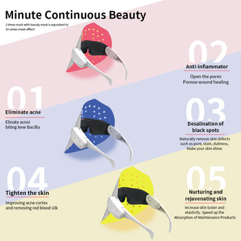 Минималистичен дизайн 3 цвята LED маска за лице Фотонна терапия против акне премахване на бръчки подмладяване на кожата инструменти за грижа за кожата на лицето