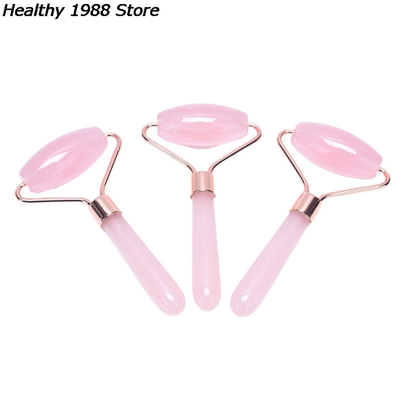 Rožių kristalų veido pakėlimo masažuoklis Crystal Roller veido masažas Atpalaiduojantis Nefrito ritininis akmuo Natūralus rožinis kvarcas grožio odai priemonė