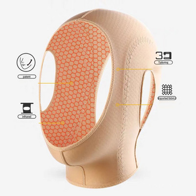 Bandaj portabil de înaltă elasticitate pentru slăbire a feței, cu scurgere laterală, ureche, infraroșu îndepărtat, nano 3D, cu dublă ridicare, centură facială respirabilă
