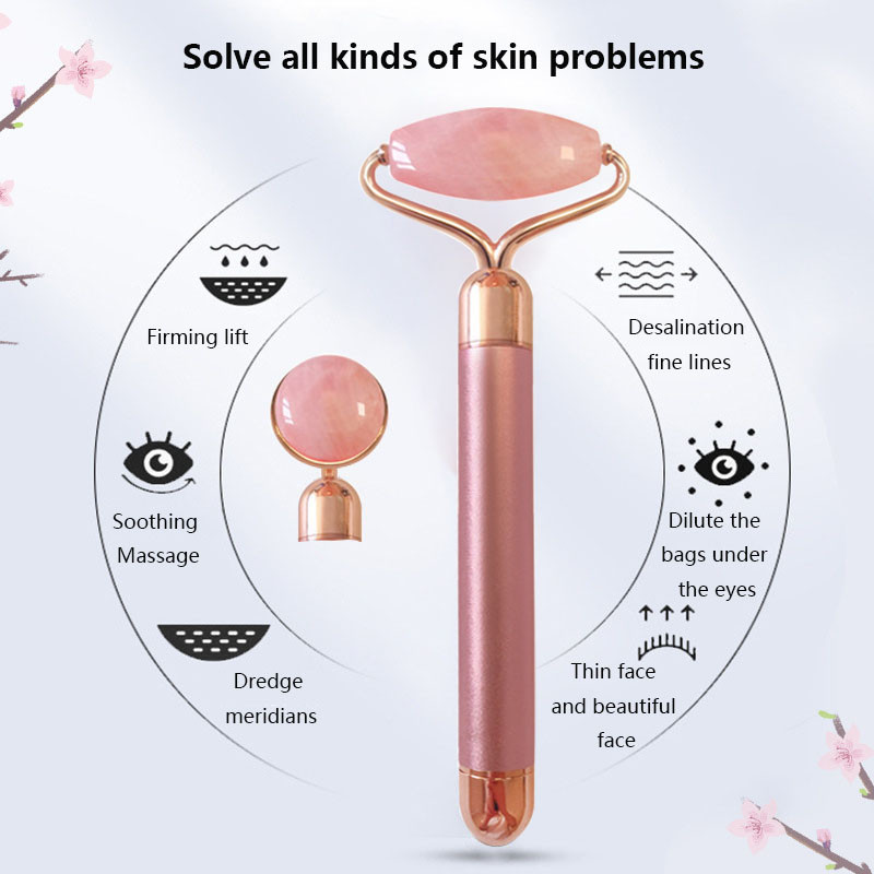 NOVI Električni vibrirajući valjak od prirodnog ružičastog kvarca, žada, lifting lica, ljubičasti žad, valjak za lice, kozmetički alat za masažu