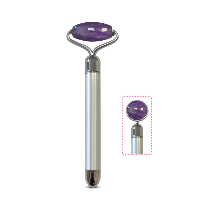 NOVI Električni vibrirajući valjak od prirodnog ružičastog kvarca, žada, lifting lica, ljubičasti žad, valjak za lice, kozmetički alat za masažu