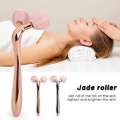 Új 3D-s arcmasszírozó Rózsakvarc Jáde Roller Rózsaszín Archenger Nature Stone Heathy Beauty Tools Bőrápoló eszközök nőknek