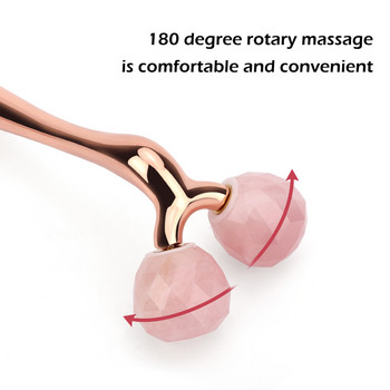 Нов 3D масажор за лице Розов кварцов нефритов валяк Розов валяк за лице Природен камък Heathy Инструменти за красота Инструменти за грижа за кожата за жени