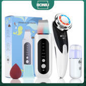 2+3 készlet ultrahangos bőrradír arc spatula mitesszer eltávolító EMS LED arcmasszírozó pórustisztító peeling arc lifting