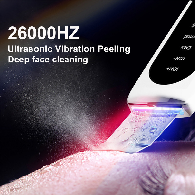 2+3 készlet ultrahangos bőrradír arc spatula mitesszer eltávolító EMS LED arcmasszírozó pórustisztító peeling arc lifting