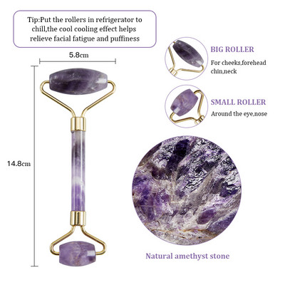 Masažer za mršavljenje lica Roller Quartz Jade Prirodni Roller masažer za masažu lica Alat za uklanjanje bora za podizanje kože lica