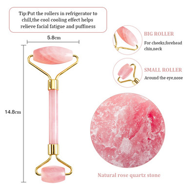 Masažer za mršavljenje lica Roller Quartz Jade Prirodni Roller masažer za masažu lica Alat za uklanjanje bora za podizanje kože lica