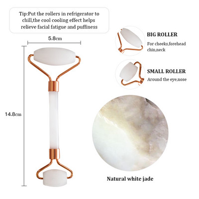 Masažer za mršavljenje lica Roller Quartz Jade Prirodni Roller masažer za masažu lica Alat za uklanjanje bora za podizanje kože lica