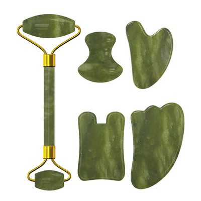 Natūralaus akmens nefrito akių kaukė Veido masažo volelis Guasha lenta šalto terapijos akių kaukė Guašo grandiklis veido masažuoklis Jade volelis