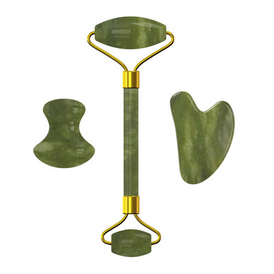 Natūralaus akmens nefrito akių kaukė Veido masažo volelis Guasha lenta šalto terapijos akių kaukė Guašo grandiklis veido masažuoklis Jade volelis