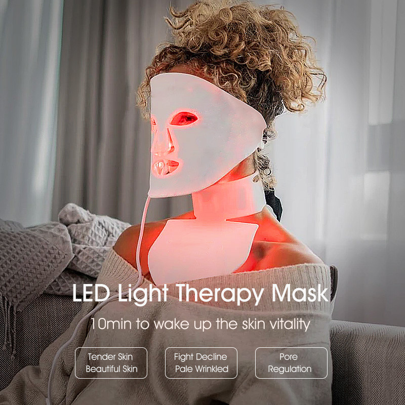 Silikonska LED maska za lice 7 boja Svjetlosna fototerapija Pomlađivanje kože protiv akni Izbjeljivanje Uklanjanje bora Alati za njegu kože lica