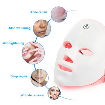 Anti Acne 7 Colors LED Light Therapy Μάσκα Προσώπου Αφαίρεση ρυτίδων Photon Αναζωογόνηση και λεύκανση του δέρματος Εργαλεία περιποίησης δέρματος προσώπου