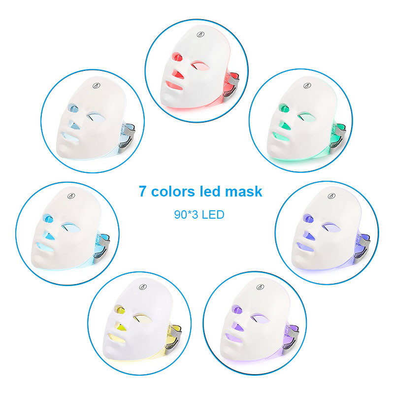 Anti Acne 7 Colors LED fényterápiás arcmaszk Foton ránctalanítás Bőrfiatalító és fehérítő arcbőrápoló eszközök