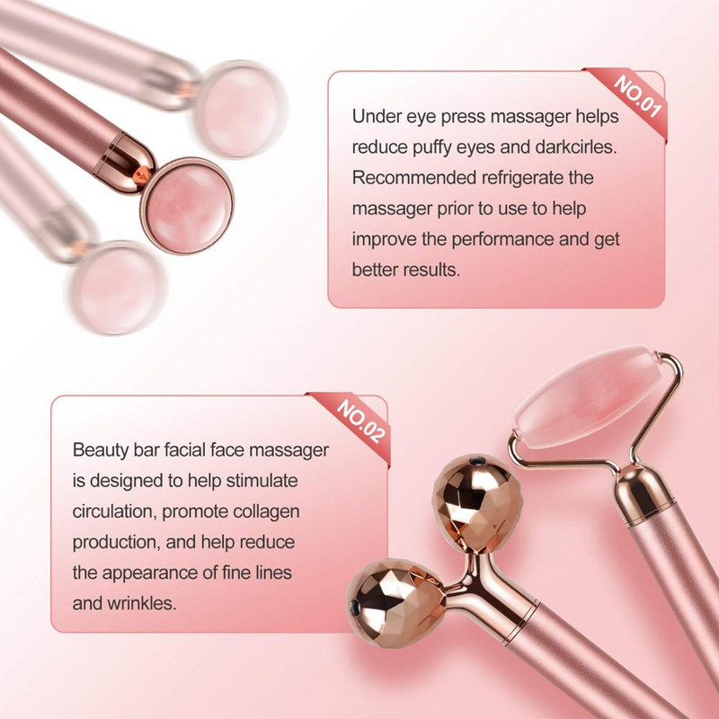 VIP LINK FOR Dropshipping Electric Jade Roller Energy Beauty Bar Vibráló Természetes Rózsakvarc Arc Lifting Öregedésgátló Masszírozó