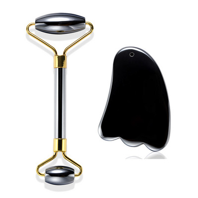 Valjak od žada za masažu lica Gua Sha set Valjak za uljepšavanje lica Alat za njegu kože Terahertz energetski kameni masažer Lice Oko Vrat Guasha