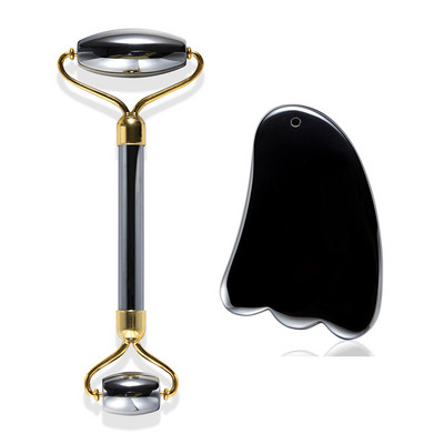 Valjak od žada za masažu lica Gua Sha set Valjak za uljepšavanje lica Alat za njegu kože Terahertz energetski kameni masažer Lice Oko Vrat Guasha