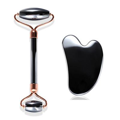 Valjak od žada za masažu lica Gua Sha set Valjak za uljepšavanje lica Alat za njegu kože Terahertz energetski kameni masažer Lice Oko Vrat Guasha