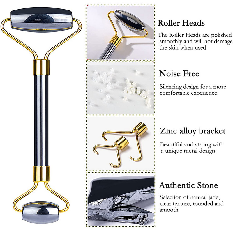 Valjak od žada za masažu lica Gua Sha set Valjak za uljepšavanje lica Alat za njegu kože Terahertz energetski kameni masažer Lice Oko Vrat Guasha