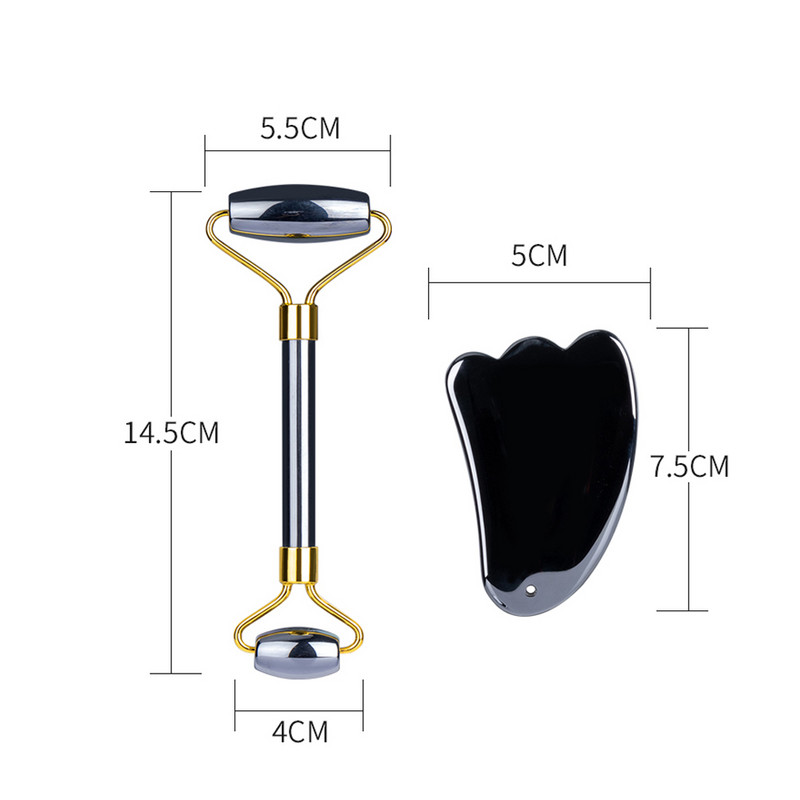 Valjak od žada za masažu lica Gua Sha set Valjak za uljepšavanje lica Alat za njegu kože Terahertz energetski kameni masažer Lice Oko Vrat Guasha