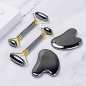 Arcmasszázs Jade görgős guasha készlet Természetes Terahertz Energy Stone Masszírozó Szem Arc Nyak Thin Lift Relax Karcsúsító eszközök