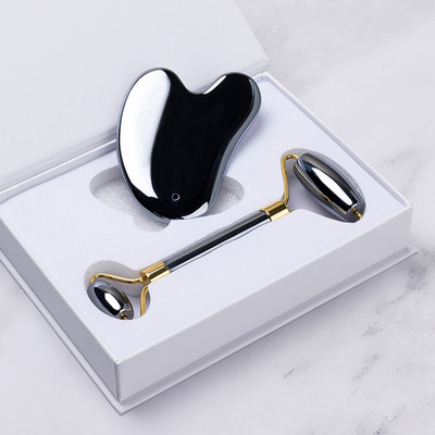 Arcmasszázs Jade görgős guasha készlet Természetes Terahertz Energy Stone Masszírozó Szem Arc Nyak Thin Lift Relax Karcsúsító eszközök