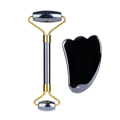 Arcmasszázs Jade görgős guasha készlet Természetes Terahertz Energy Stone Masszírozó Szem Arc Nyak Thin Lift Relax Karcsúsító eszközök