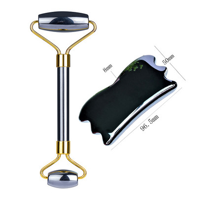 Arcmasszázs Jade görgős guasha készlet Természetes Terahertz Energy Stone Masszírozó Szem Arc Nyak Thin Lift Relax Karcsúsító eszközök