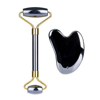 Arcmasszázs Jade görgős guasha készlet Természetes Terahertz Energy Stone Masszírozó Szem Arc Nyak Thin Lift Relax Karcsúsító eszközök
