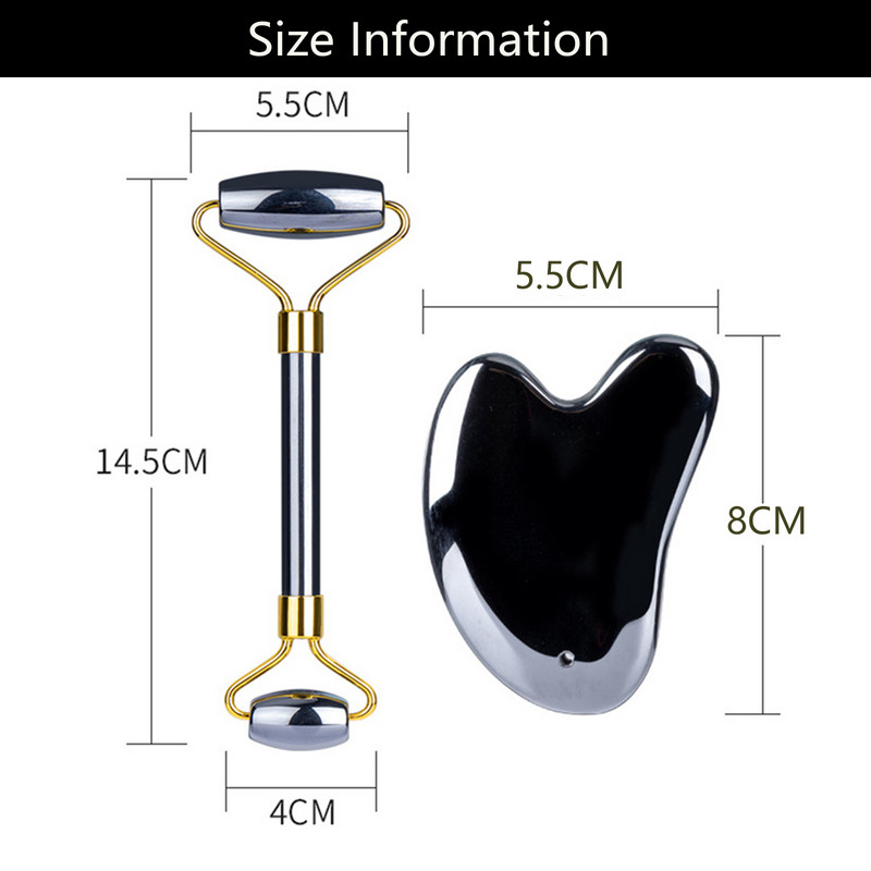 Arcmasszázs Jade görgős guasha készlet Természetes Terahertz Energy Stone Masszírozó Szem Arc Nyak Thin Lift Relax Karcsúsító eszközök