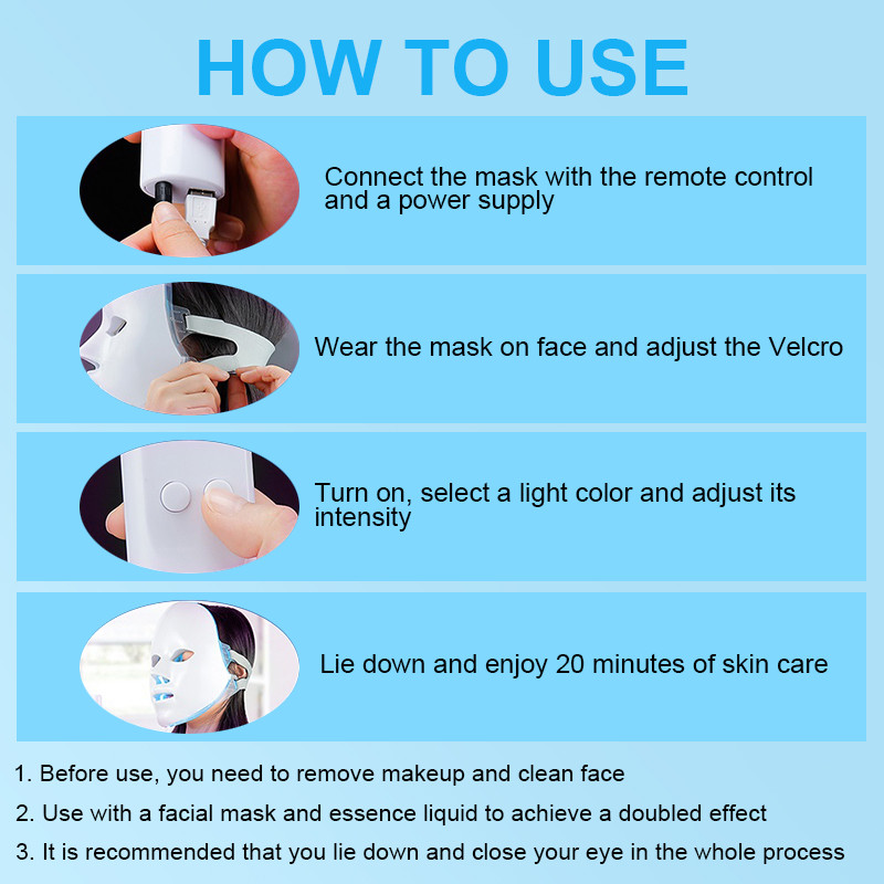 Kezdőlap 7 színű Led arcmaszk Foton bőrfiatalító ránctalanító akne eltávolító bőrápoló eszközök Led maszk teljes arc szépségápolási eszközök