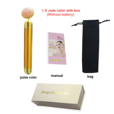 24k Gold Energy Beauty Bar Set 3D vibracijska masaža lica Jade Roller Face Massager Stick Njega kože Face Roller Face Lift Stick