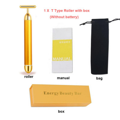 24k Gold Energy Beauty Bar Set 3D vibracijska masaža lica Jade Roller Face Massager Stick Njega kože Face Roller Face Lift Stick
